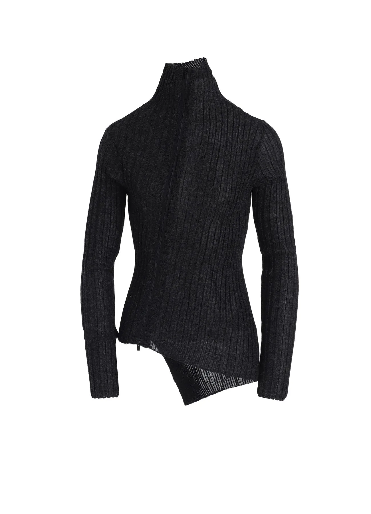 RIB DIAGONAL ZIP CARDIGAN Hooded Neckline Option UPF Protection