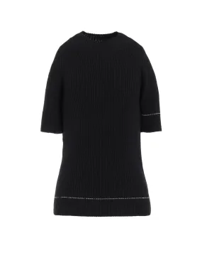 RIB STITCH TWISTED HALF SLEEVE RIB PULLOVER HandLinked Seams Lightwear Look