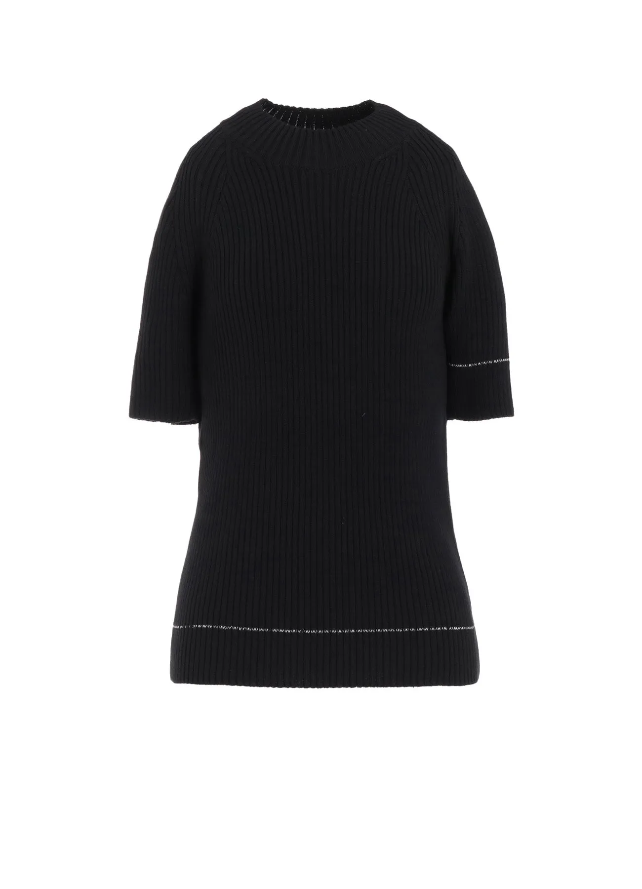 RIB STITCH TWISTED HALF SLEEVE RIB PULLOVER HandLinked Seams Lightwear Look
