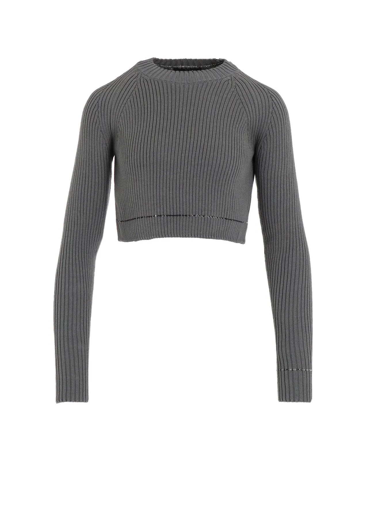 Textured Fabric RIB STITCH TWISTED LONG SLEEVE RIB CROPPED PULLOVER