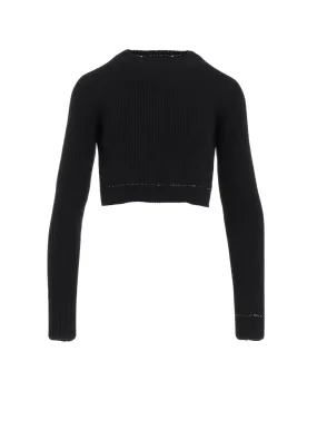 RIB STITCH TWISTED LONG SLEEVE RIB CROPPED PULLOVER Breathable Honeycomb Weave Chic Warmth