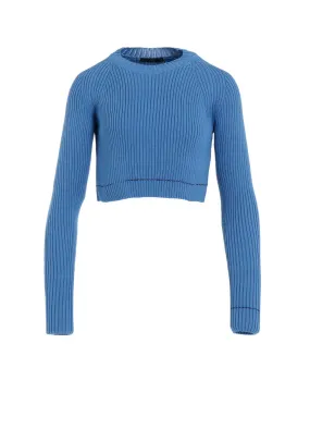 RIB STITCH TWISTED LONG SLEEVE RIB CROPPED PULLOVER QuickDry Fabric