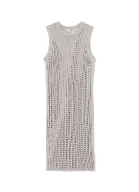 RIB STITCH/MESH SLEEVELESS DRESS Stretchable Material