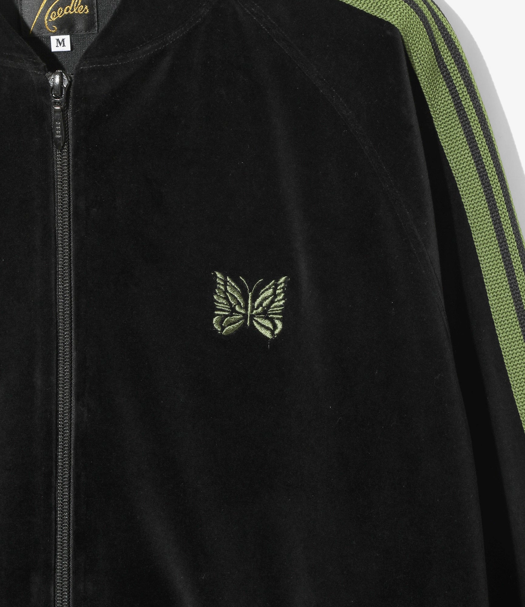 adults' Rib Collar Track Jacket ?C Black Velour