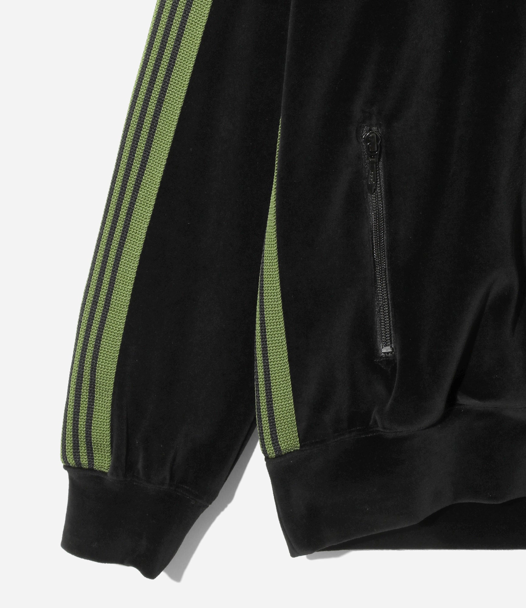 Rib Collar Track Jacket ?C Black Velour Easy Care