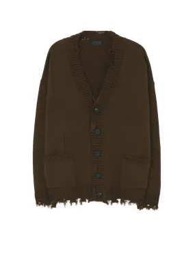 Worn In 7G BULKY WOOL DAMAGE V-NECK CARDIGAN