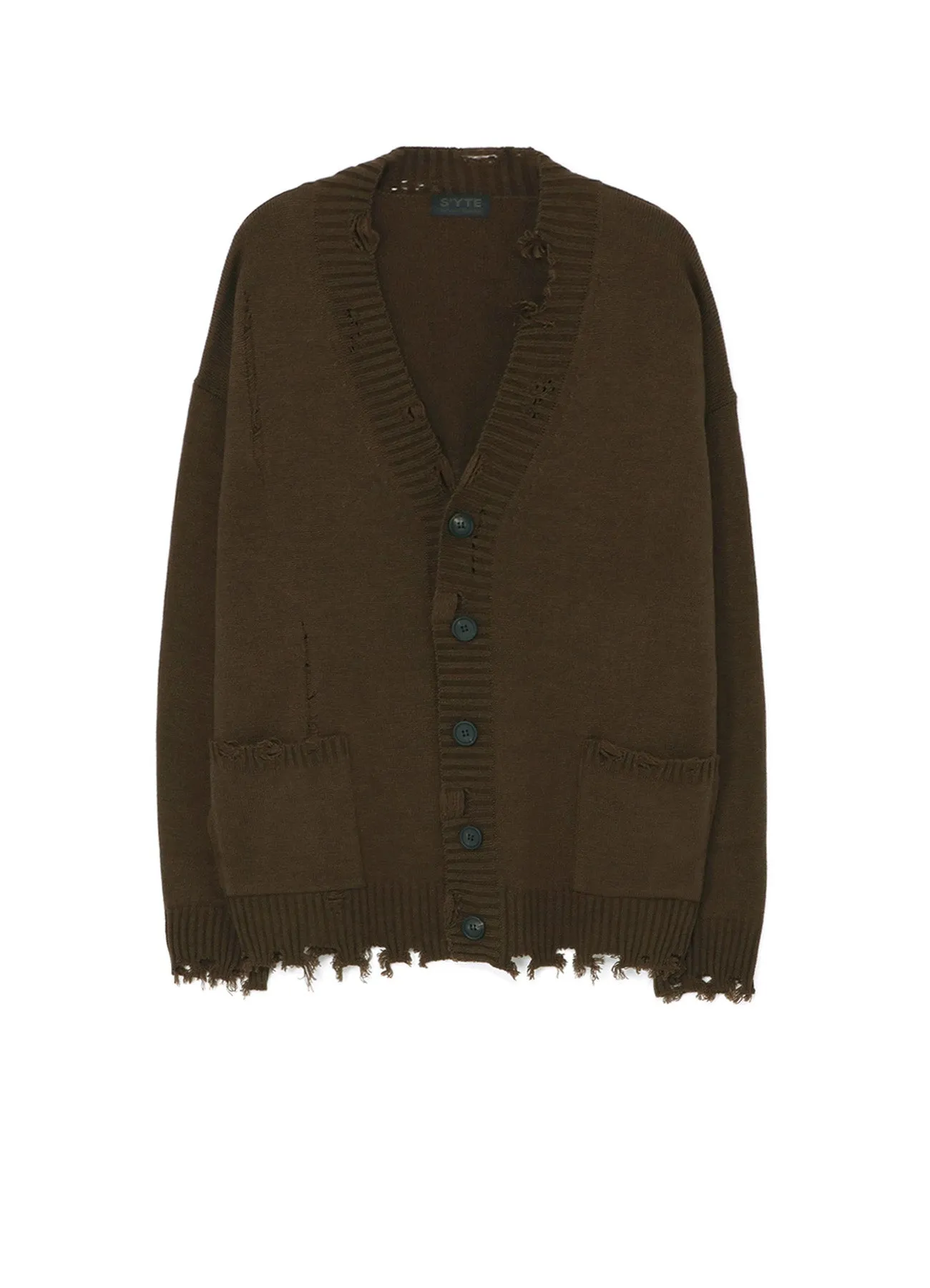 Worn In 7G BULKY WOOL DAMAGE V-NECK CARDIGAN