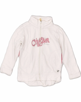 CHAMPION Baby Girls Graphic Cardigan Sweater 18-24 Months White Cotton Soft Layer