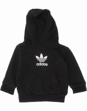 ADIDAS Baby Boys Graphic Hoodie Jumper 3-6 Months Black Cotton Hypoallergenic Fibers