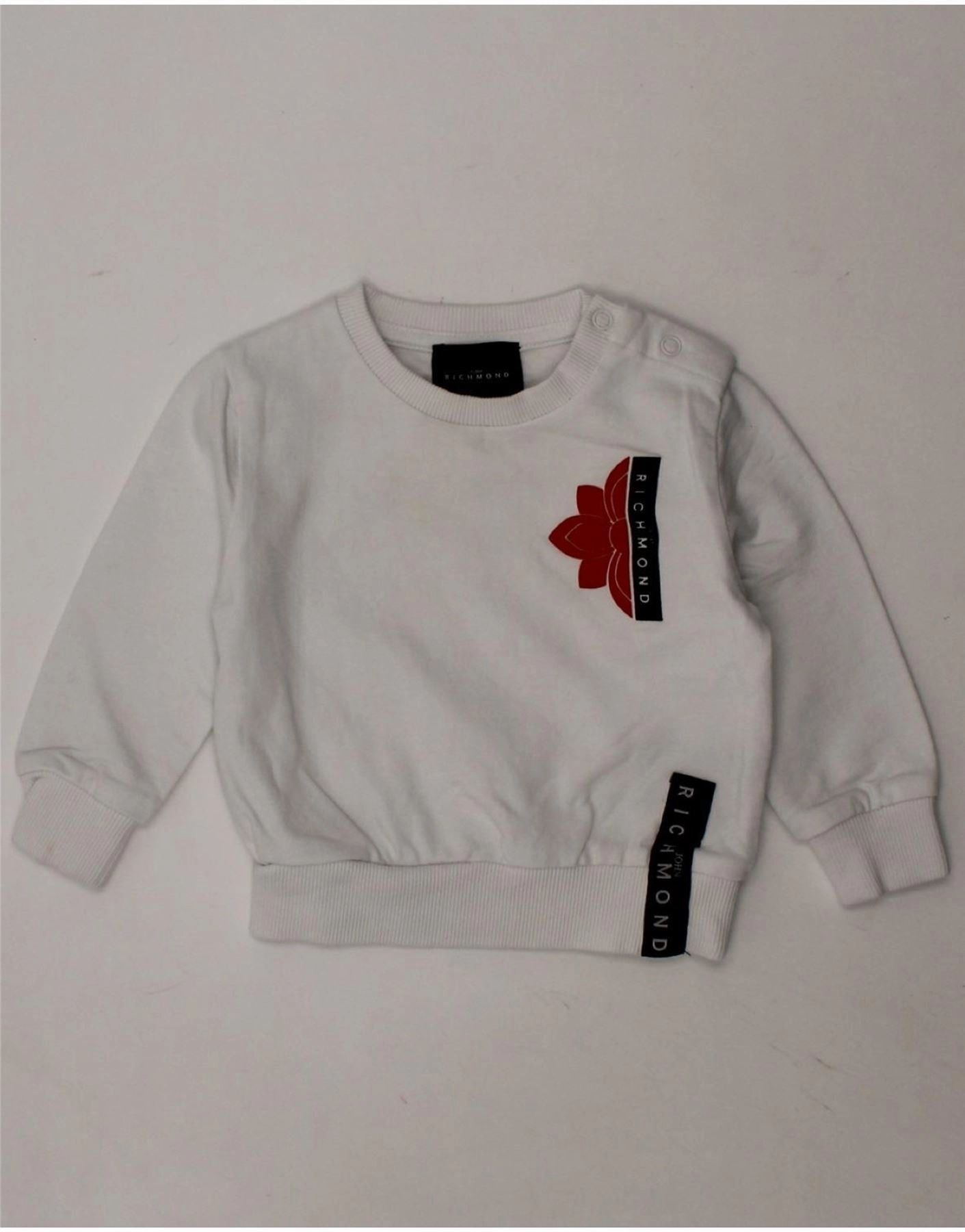 Urban Trendy Odor Control Technology RICHMOND Baby Boys Graphic Sweatshirt Jumper 3-6 Months White Cotton