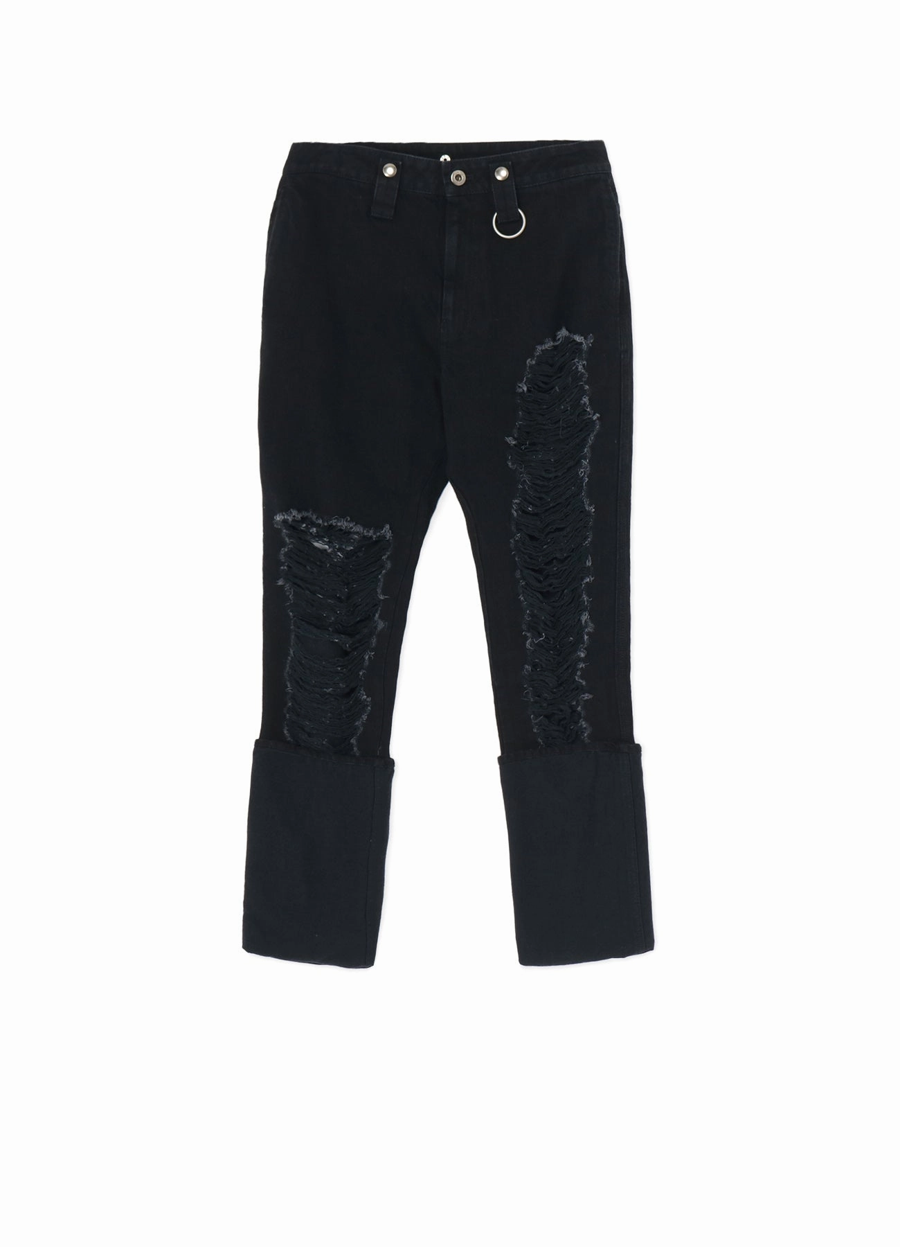 RIPPED DENIM SLIM SLIT PANTS Reinforced Knees