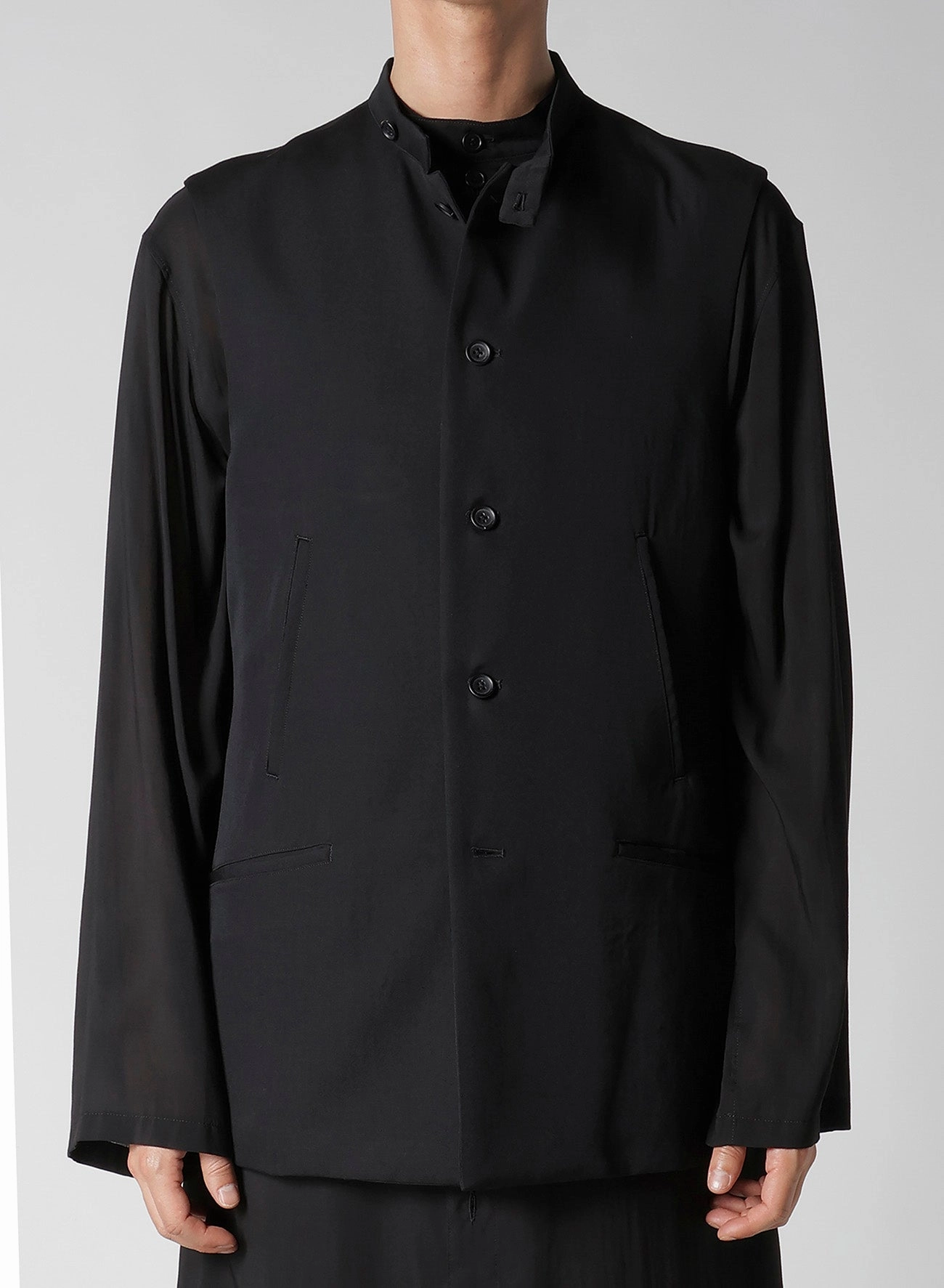 WOOL GABARDINE STAND COLLAR VEST air based