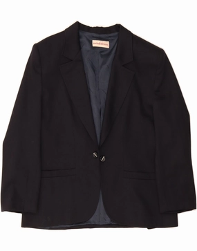 ROCCOBAROCCO Womens Blazer Jacket UK 18 XL Navy Blue Wool Chic office attire Crisp Wear