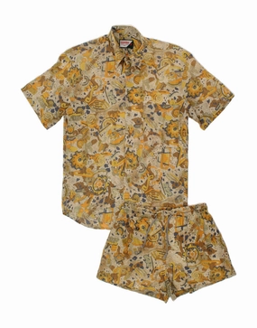 Flattering Look Crisp Wearable RODRIGO Mens Abstract Pattern 2 Piece Set Size 15 1/2 39 Medium  Beige