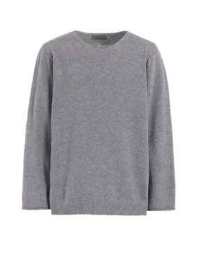 ROUND NECK KNIT WITH EMBROIDERY Cozy Interior Fleece