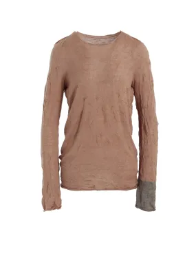 ROUND NECK WRINKLED LONG SLEEVE PULLOVER OdorResistant Treatment ZeroWaste Knitting Technique