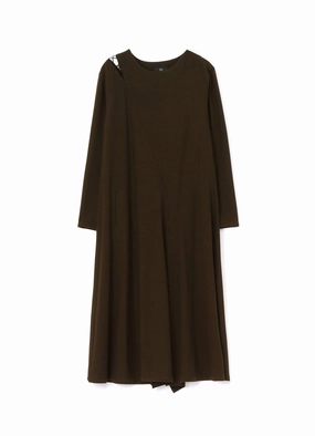 WOOL FLANNEL LACE-UP SHOULDER DETAIL DRESS Pastel-Tone