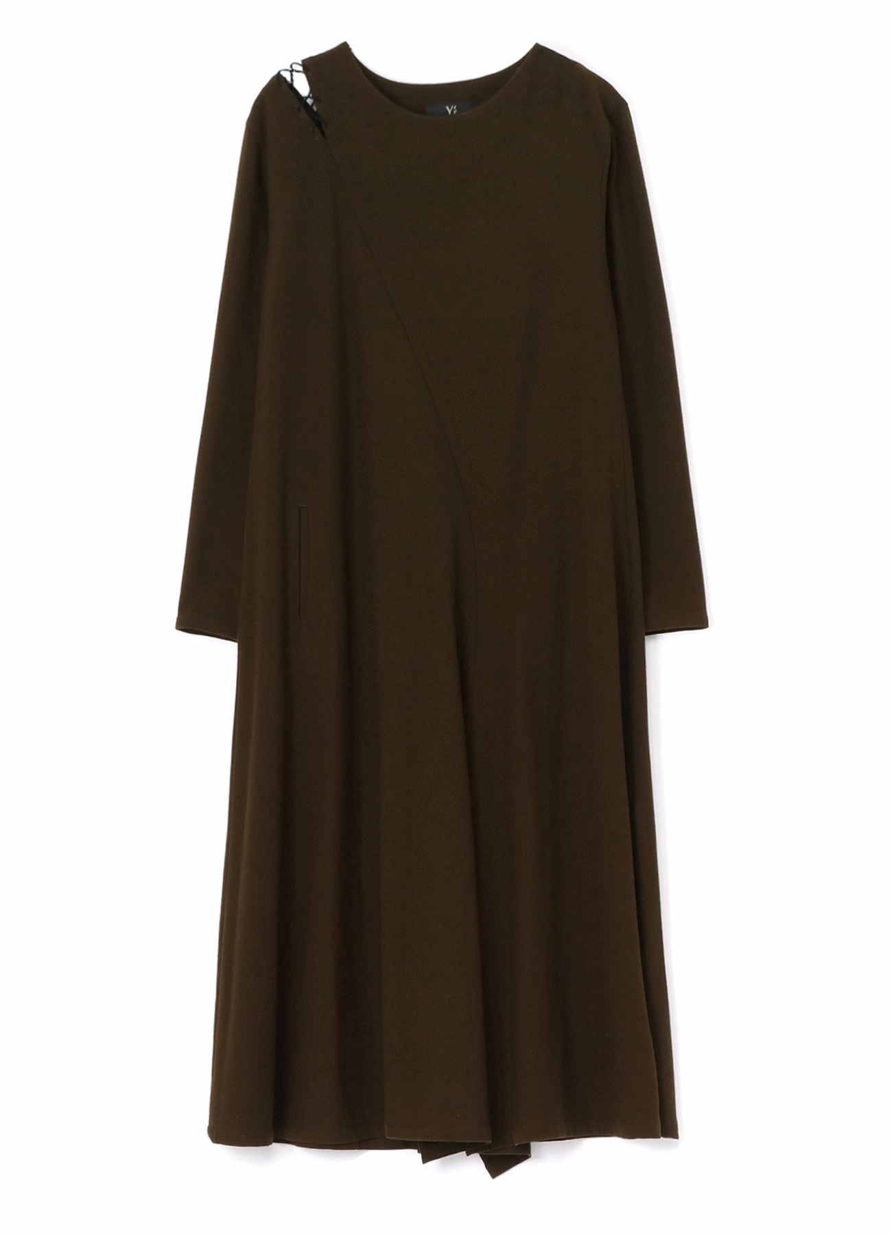 WOOL FLANNEL LACE-UP SHOULDER DETAIL DRESS Chic Fit Wear Daywear Fit