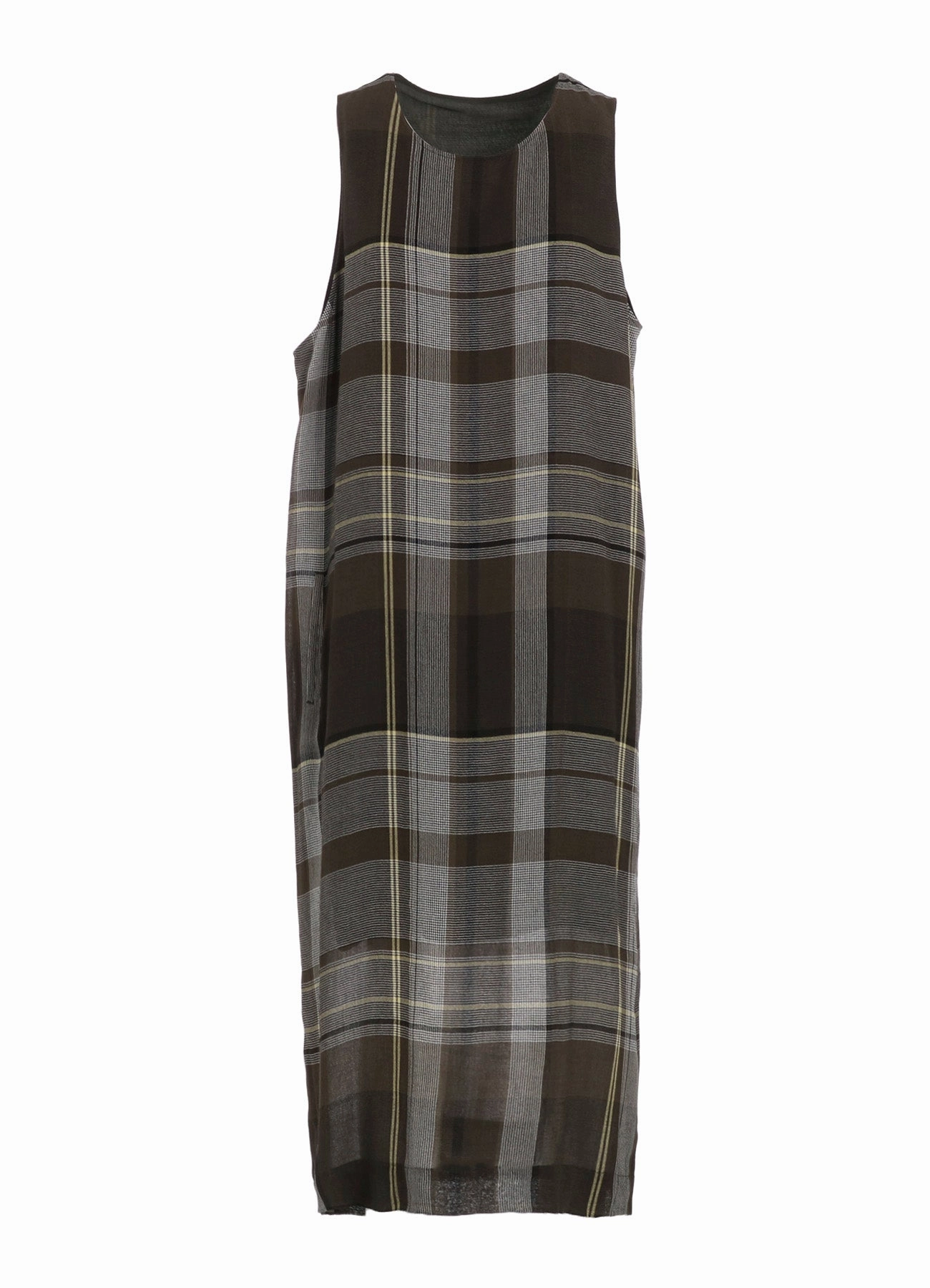 Clean Outfit Refined touch RY/NY GAUZE PLAID SLEEVELES DRESS