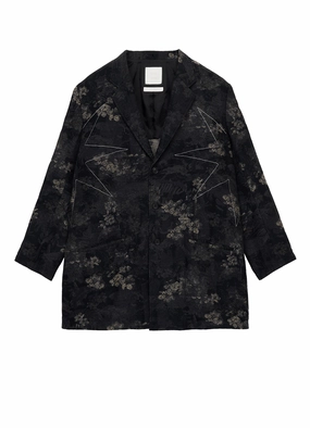 S??YTE ?? GDC Collaborate Collection- FADED FLORAL JACQUARD OCTAGON STAR EMBROIDERY LONG JACKET Low Profile Fasteners