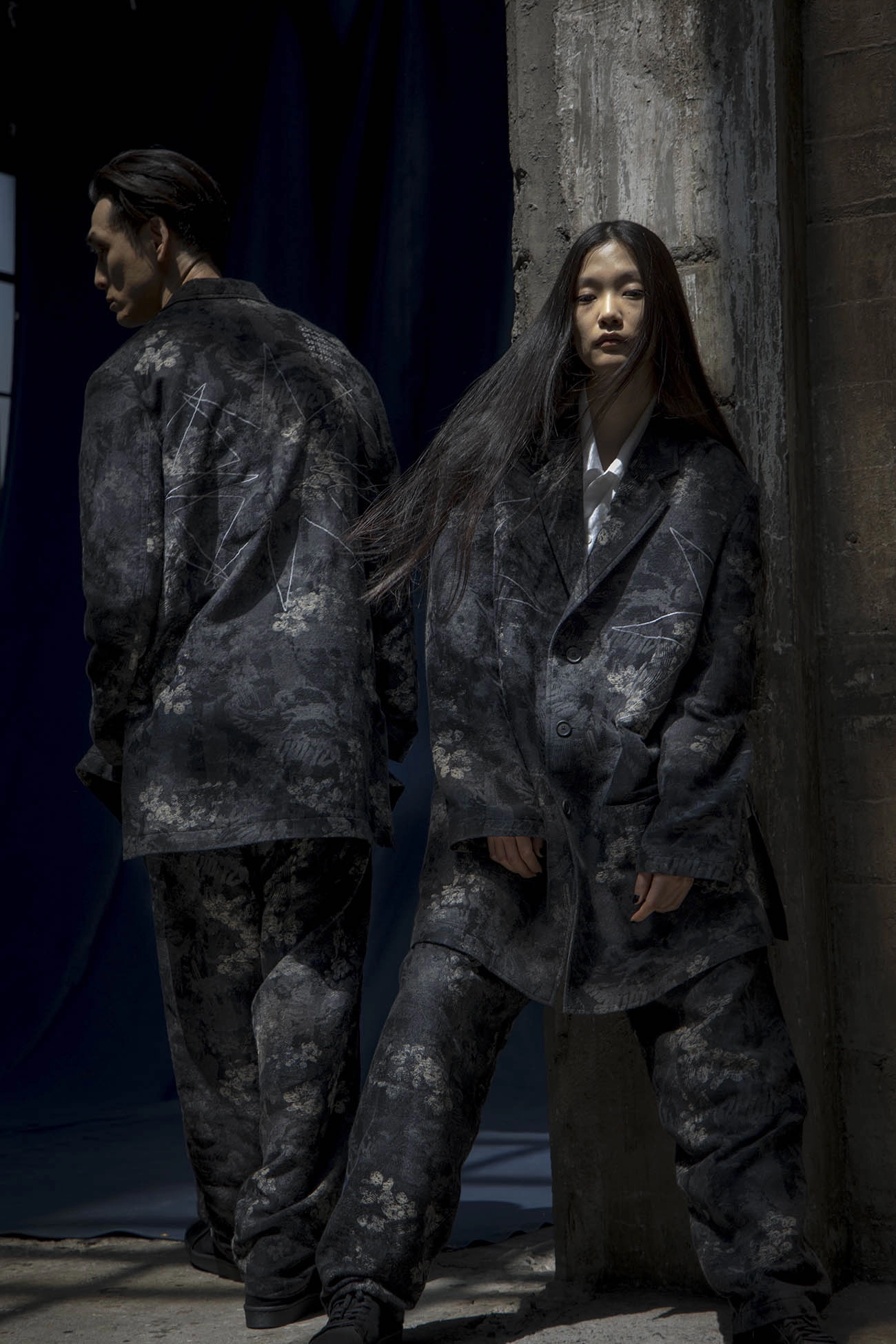 Snow Proof S??YTE ?? GDC Collaborate Collection- FADED FLORAL JACQUARD OCTAGON STAR EMBROIDERY LONG JACKET