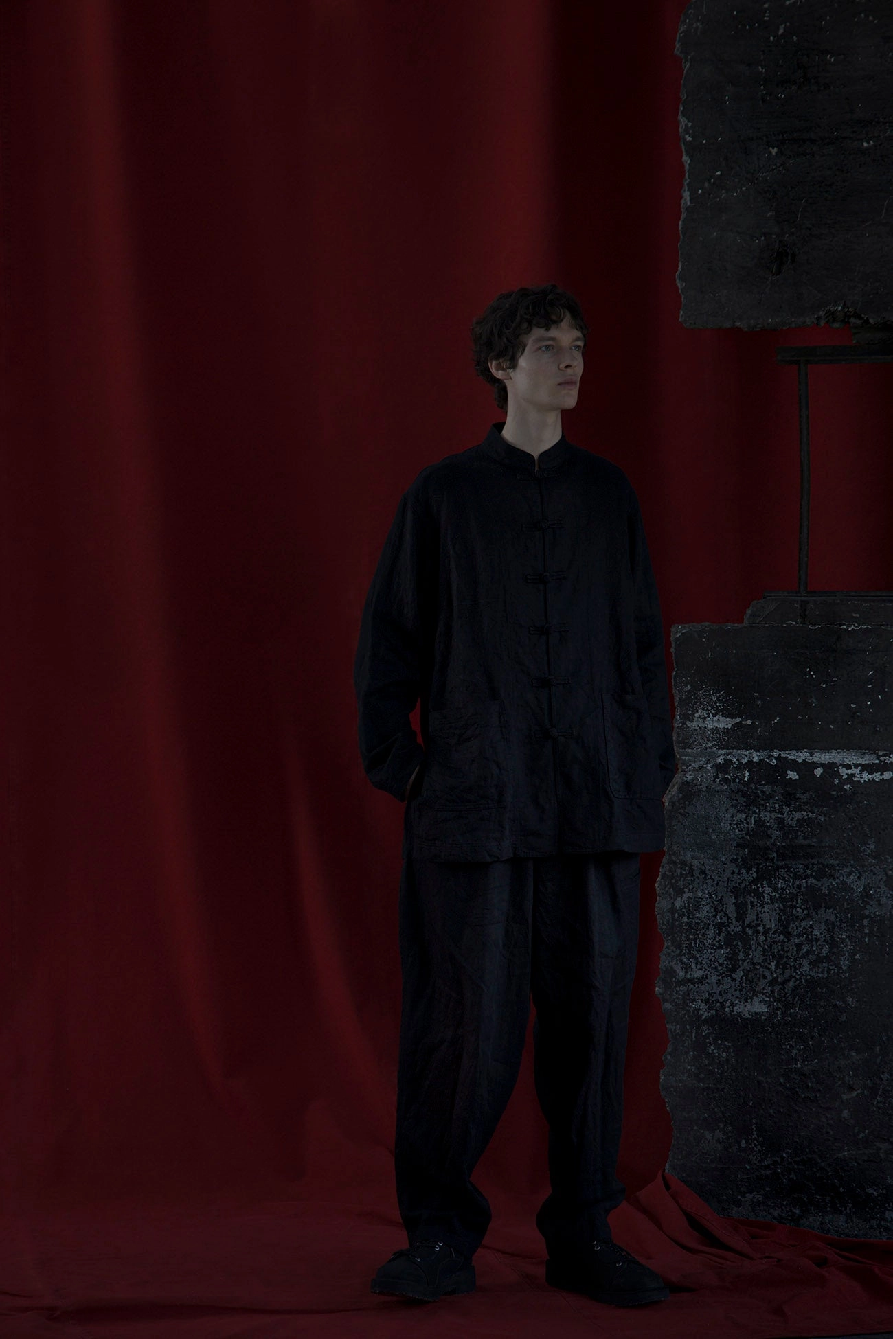 S??YTE ?? GDC Collaborate Collection- VINTAGE LINEN CHINO CLOTH OCTAGON STAR EMBROIDERY WAIST-STRING PANTS relaxed shape