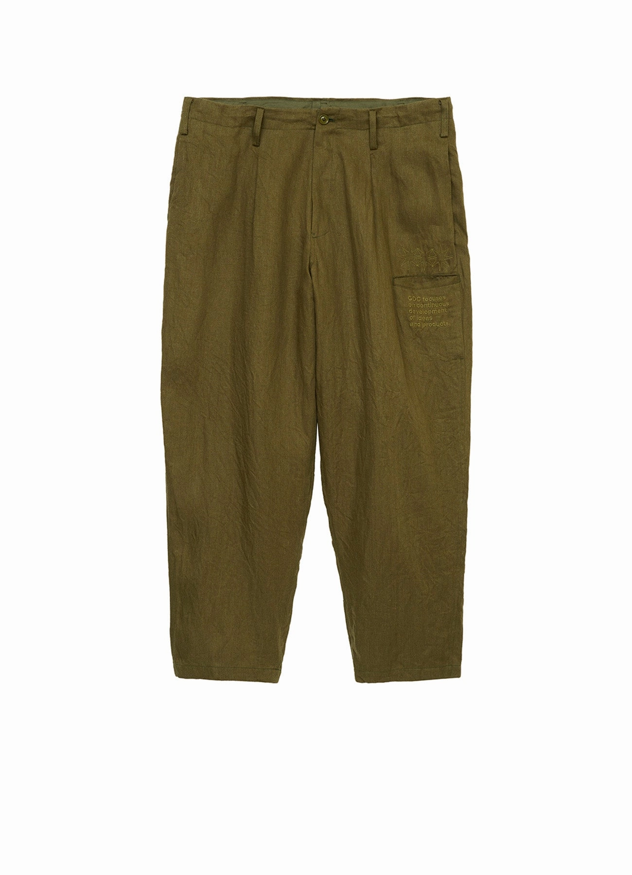 S??YTE ?? GDC Collaborate Collection- VINTAGE LINEN CHINO CLOTH OCTAGON STAR EMBROIDERY WAIST-STRING PANTS Windproof Design Slim wear