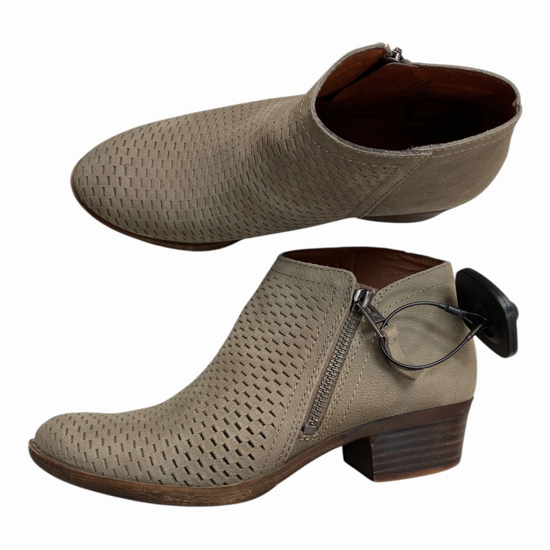 Boots Ankle Heels By Lucky Brand In Taupe, Size: 6.5 Rubberized Tread Wide fit