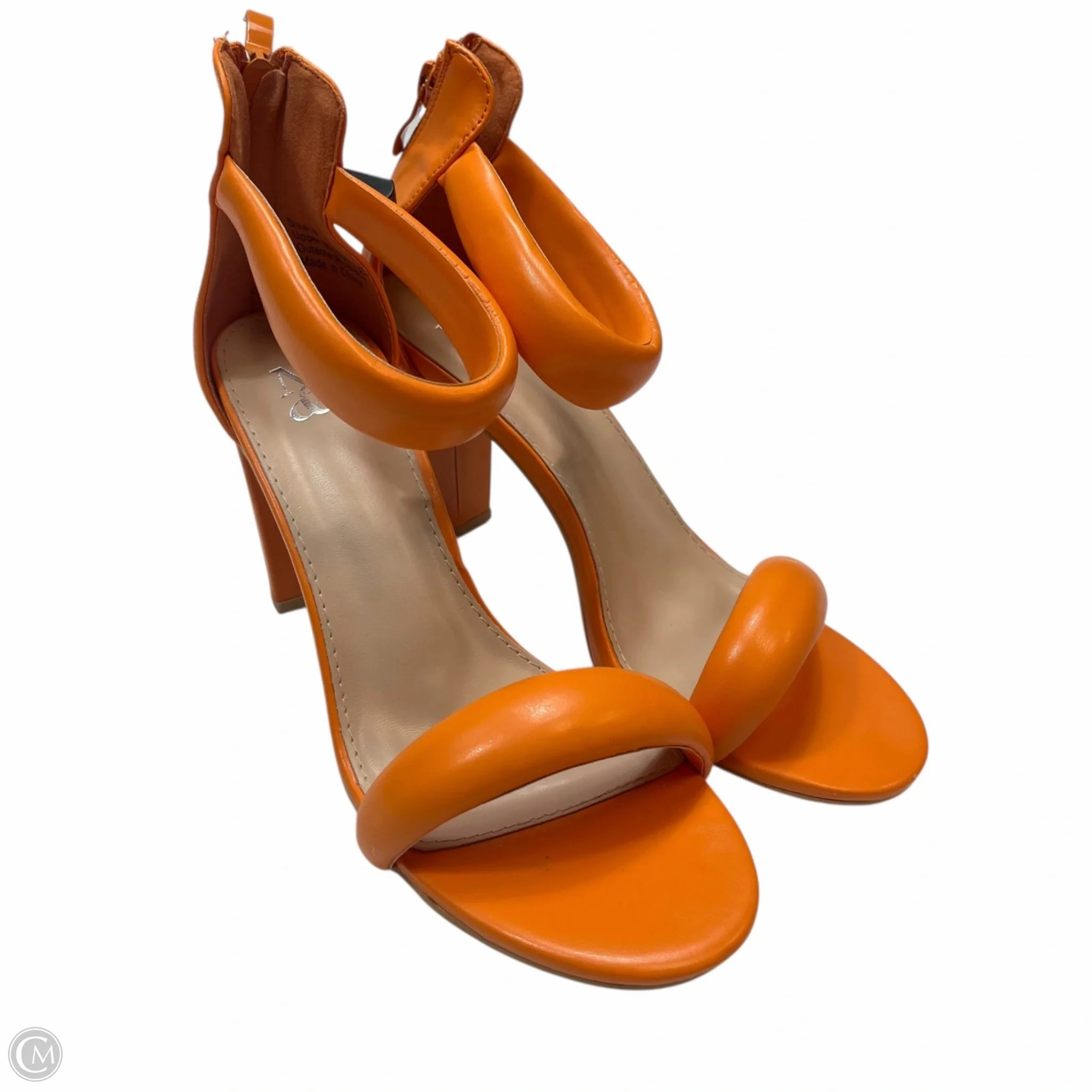 All-Purpose Comfort Sandals Heels Block By New York And Co In Orange, Size: 8