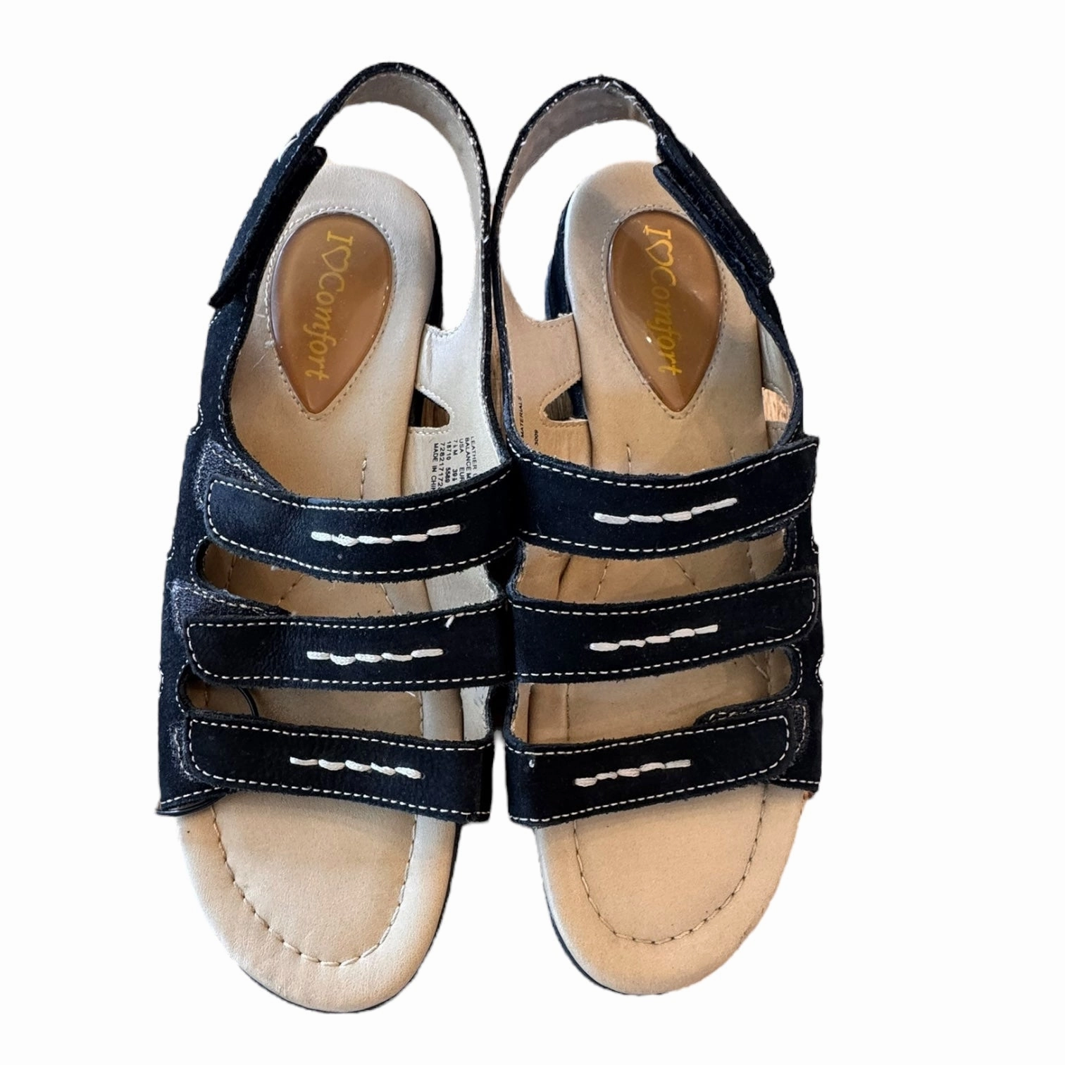 Sandals Flats By I LOVE COMFORT In Black, Size:7.5 Comfortable fit