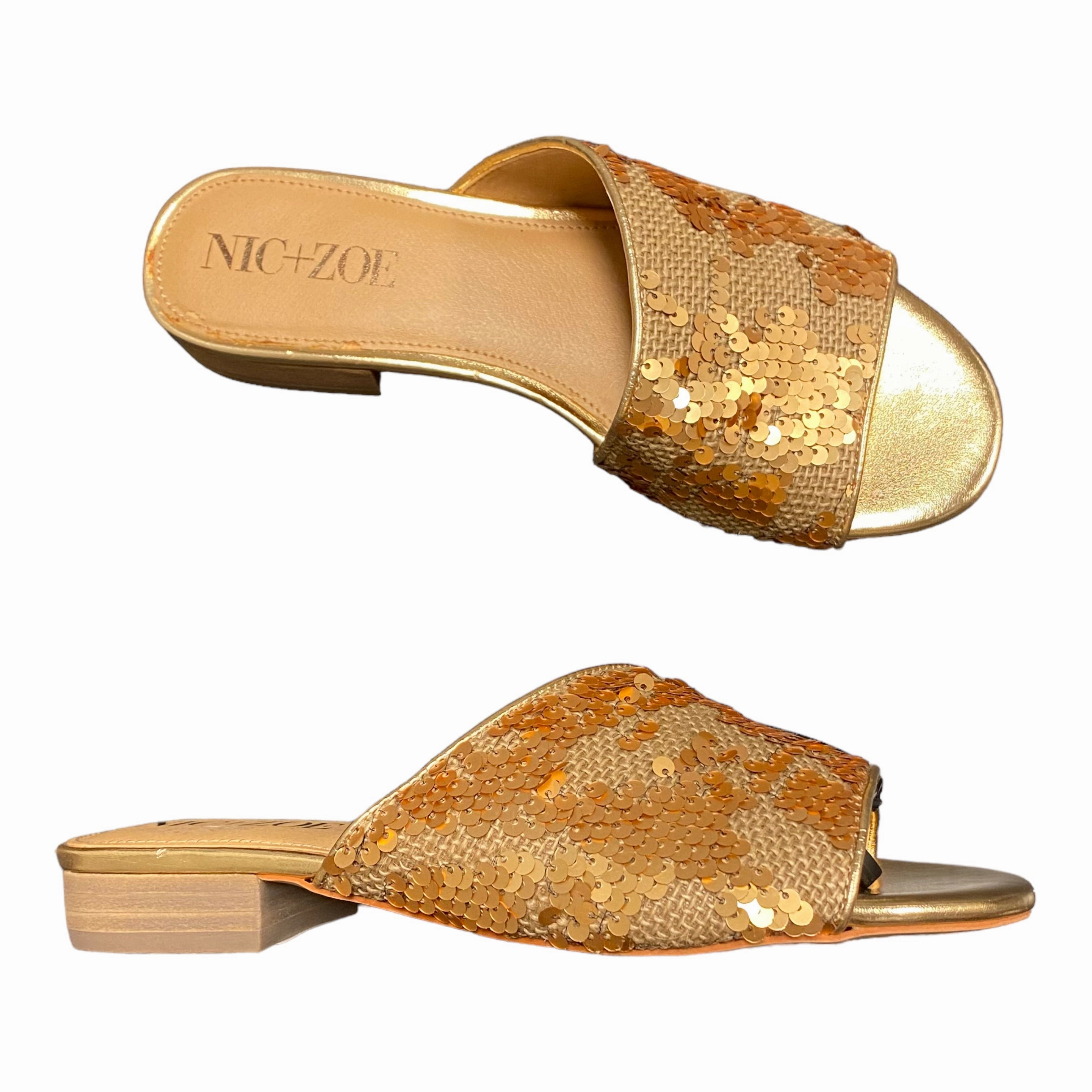 Modern Aesthetic Cushioned Footbed Design Sandals Flats By Nic   Zoe In Gold, Size: 7