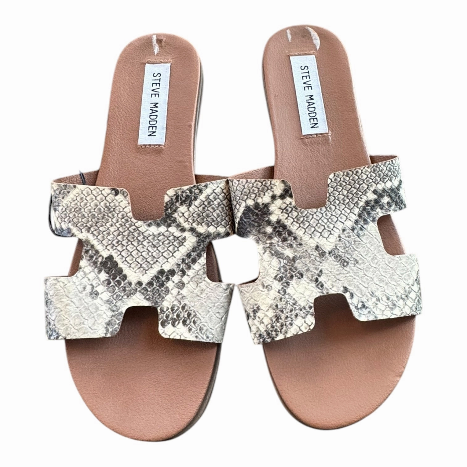 Sandals Flats By Steve Madden In Snakeskin Print, Size:7 Single Strap