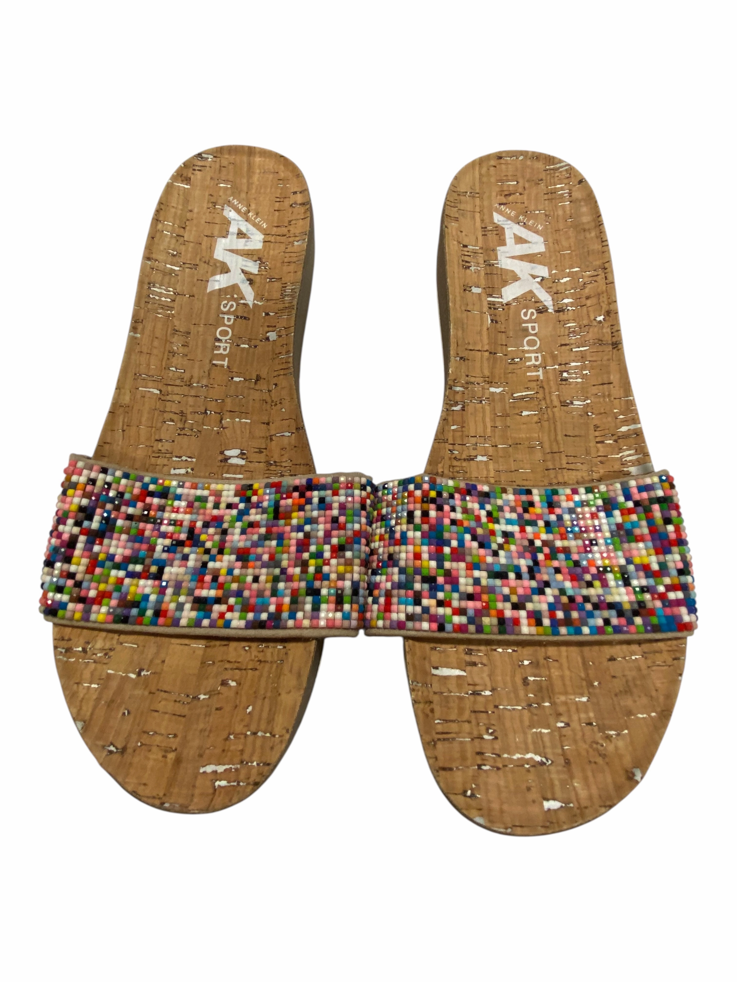 Sandals Heels Block By Anne Klein In Multi, Size:9 Neon Glow Reinforced Heel Support