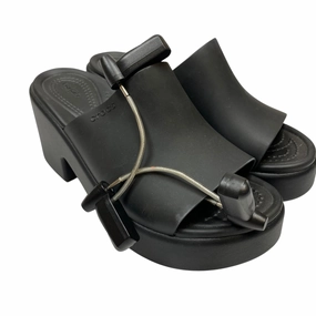 Relaxing Adjustable Closure Sandals Heels Block By Crocs In Black, Size:5