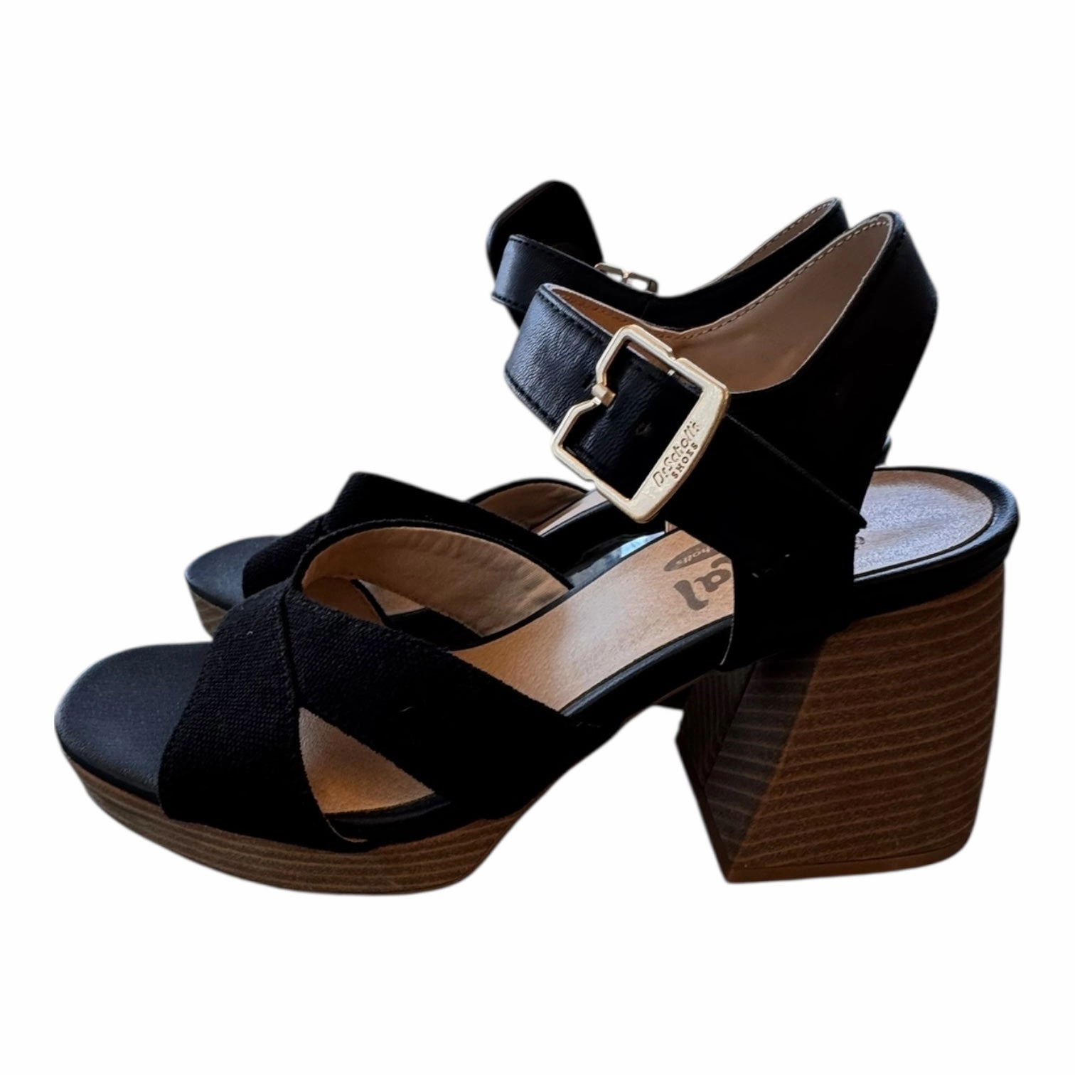High Rebound Foam Cushion Quick Slide Sandals Heels Block By Dr Scholls In Black, Size:7.5