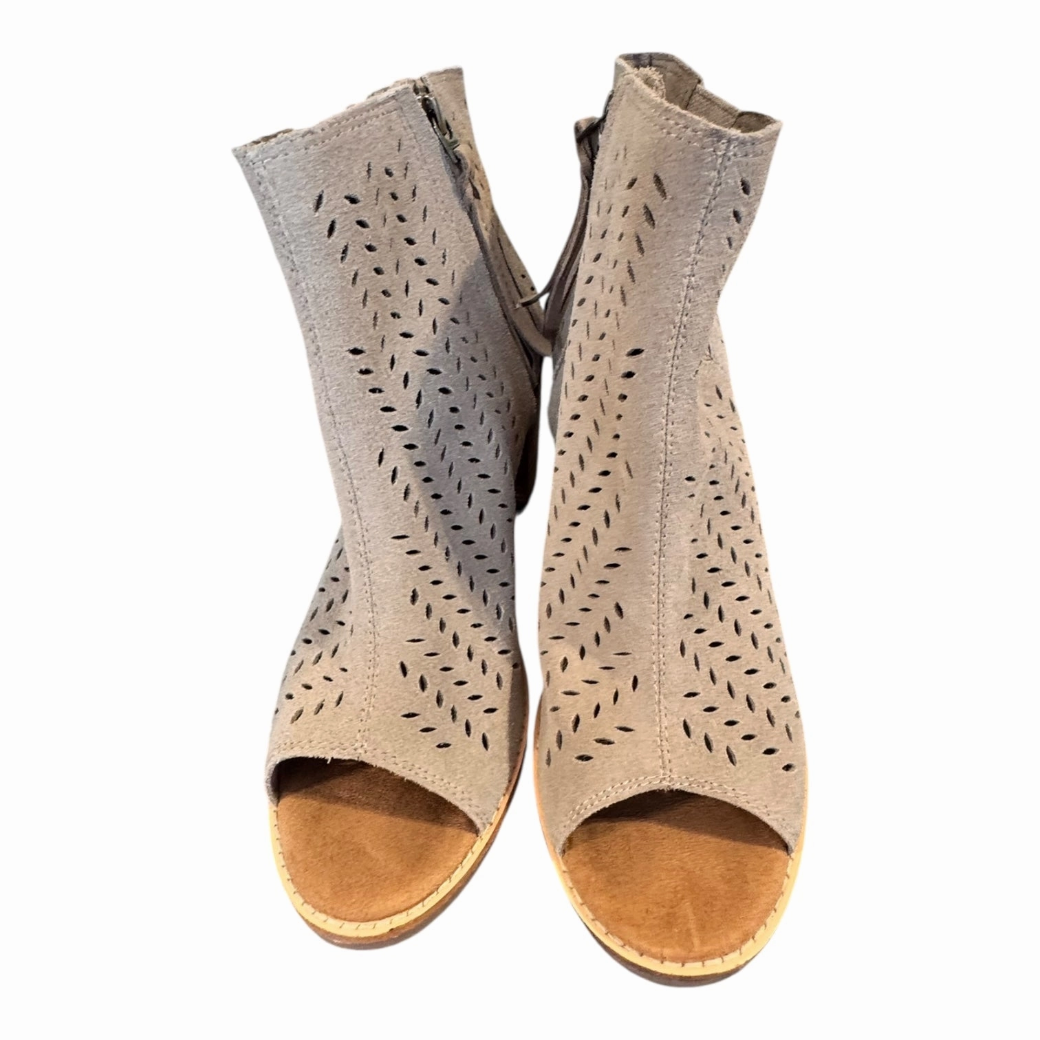 Breathable Sole Sandals Heels Block By Toms In Beige, Size:8.5