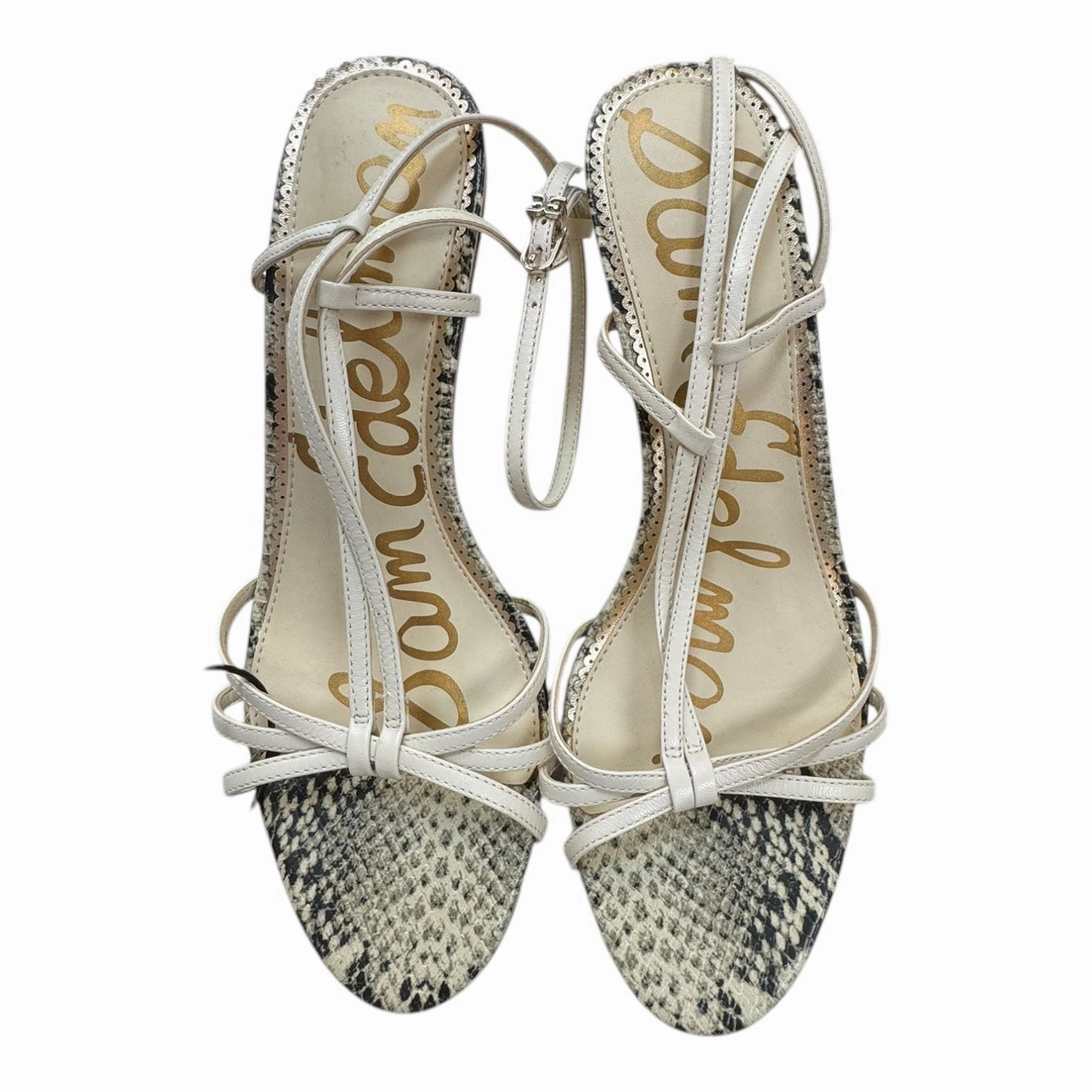 Sandals Heels Kitten By Sam Edelman In Snakeskin Print, Size:10 Flex grooves