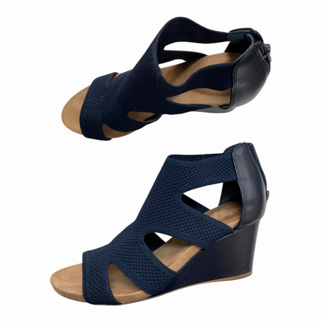 Water-resistant Sandals Heels Wedge By Alfani In Navy, Size:10