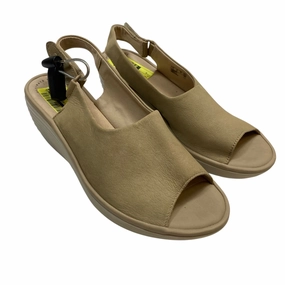Sandals Heels Wedge By Clarks In Tan, Size:8 Removable Footbed At-Home Style