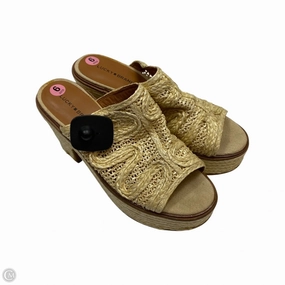 Sandals Heels Wedge By Lucky Brand In Tan, Size: 9 Metal Shine