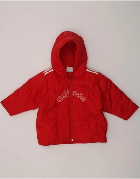 Wrinkle Resistant Material Oversized ADIDAS Baby Boys Graphic Hooded Padded Jacket 9-12 Months Red Nylon