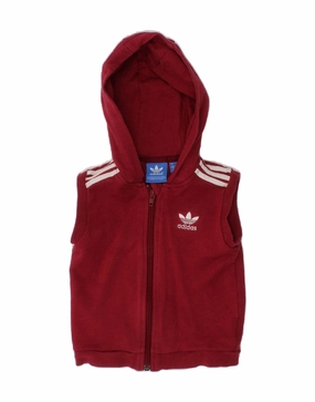 Lightwear Look ADIDAS Baby Boys Sleeveless Zip Hoodie Sweater 9-12 Months Burgundy