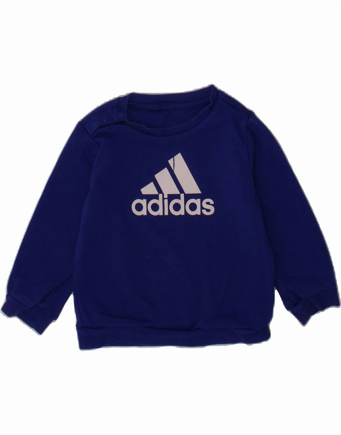 ADIDAS Baby Boys Graphic Sweatshirt Jumper 9-12 Months Navy Blue Cotton Tagless Label System Fresh Layer