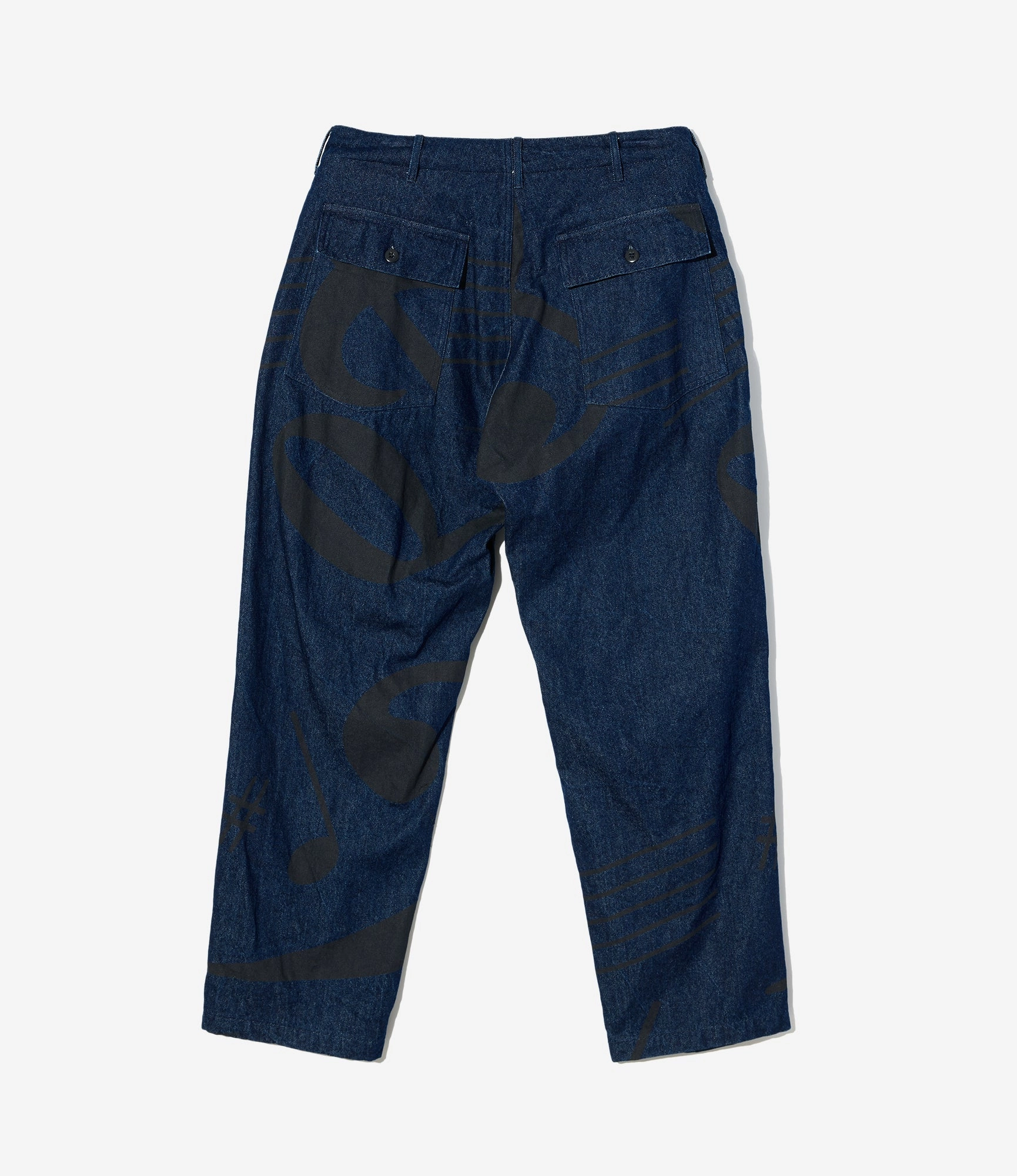 Fatigue Pant ?C Indigo 'Music Note' Print 12oz Denim NonIrritatingSeams Stay Flexible