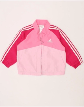 ADIDAS Baby Girls Tracksuit Top Jacket 9-12 Months Pink Colourblock sailors Flexible Elbow Panels