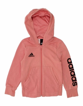 ADIDAS Baby Girls Graphic Zip Hoodie Sweater 18-24 Months Pink Fresh Outfit