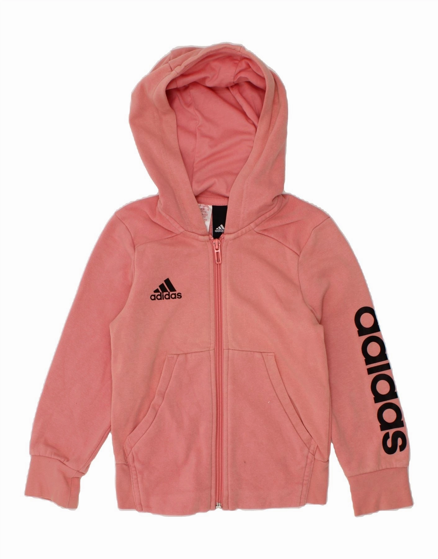 ADIDAS Baby Girls Graphic Zip Hoodie Sweater 18-24 Months Pink Fresh Outfit