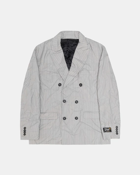 DOUBLE-BREASTED BLAZER WRINKLED STRIPE Wind Resistant