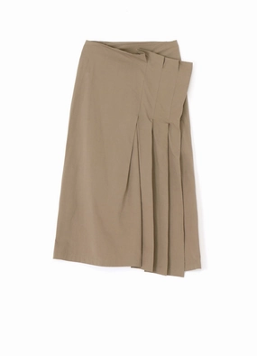 LIGHT TWILL COTTON PLEATED WRAP SKIRT Texture Softness Dark Tones