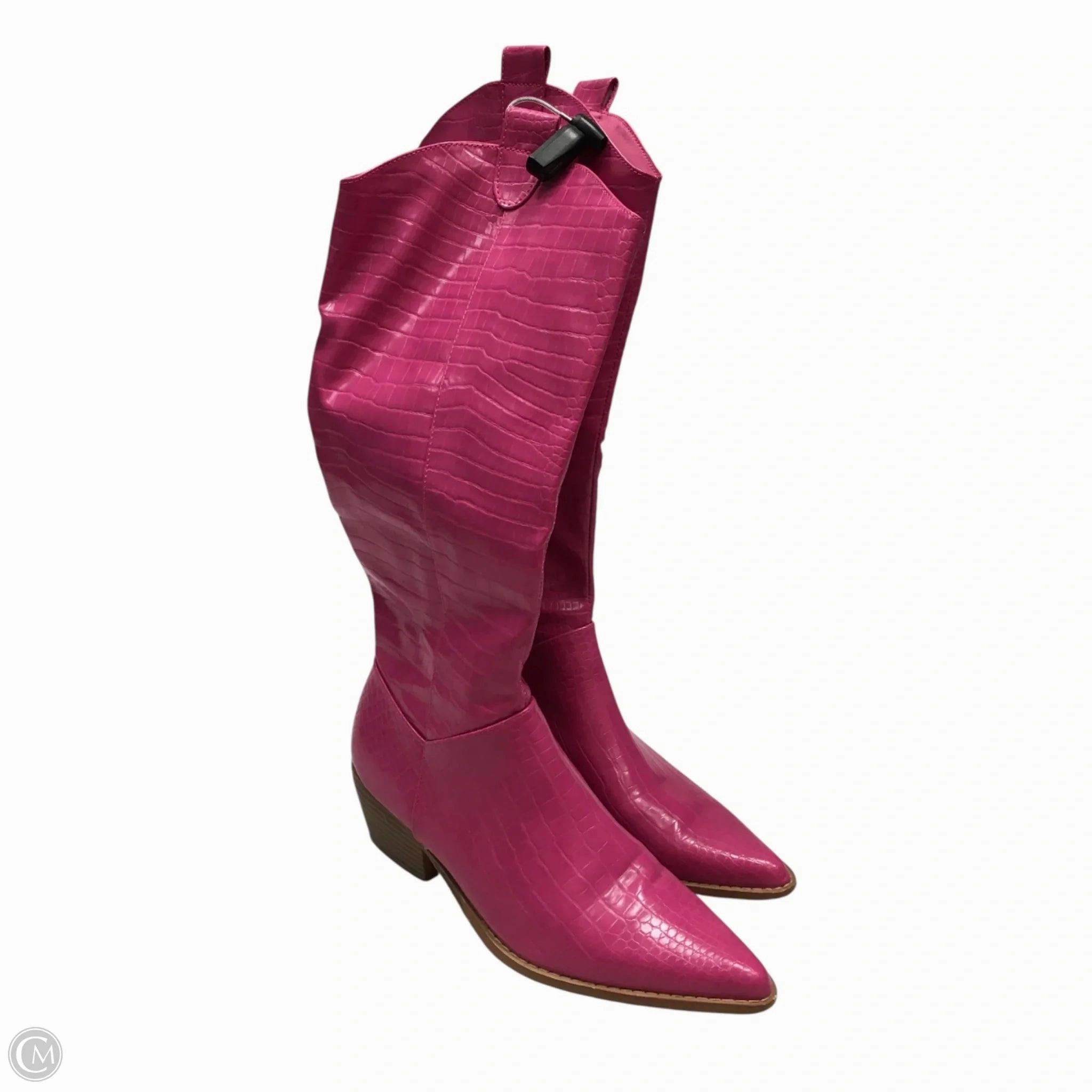 Boots Knee Heels By Berness In Pink, Size: 9 Long Walks Slip Resistant Rainy Day Commuter